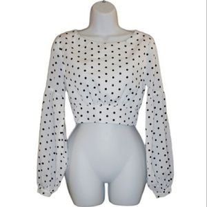 Superdown - Cropped Blouse with Tie Back - S - LN